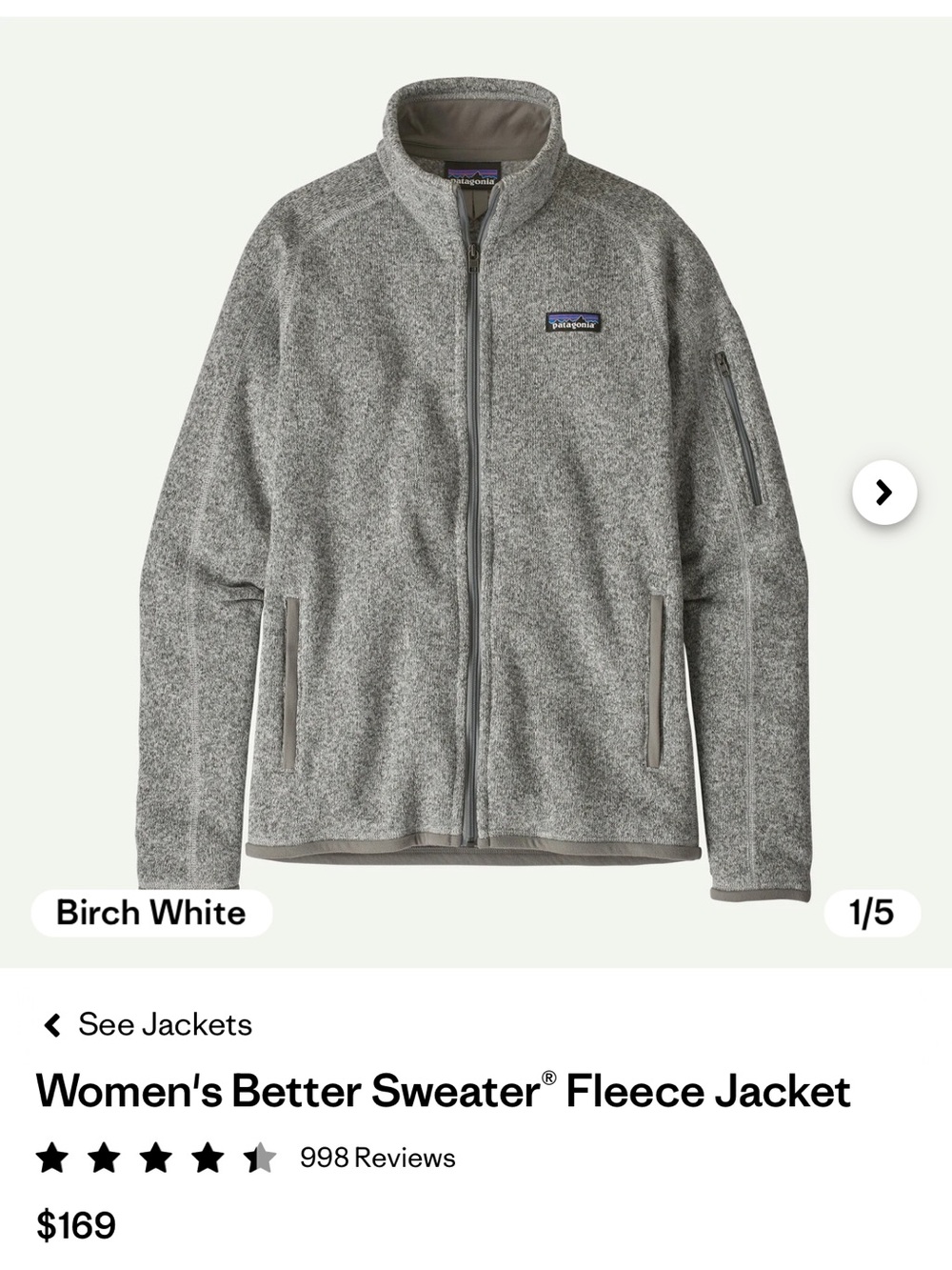Patagonia Gray Heather Full-Zip Fleece Jacket